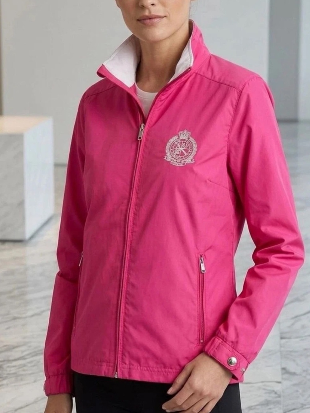 Ralph Lauren Pink Crest Windbreaker Jacket XL Preppy Old Money Country Club - Picture 1 of 5
